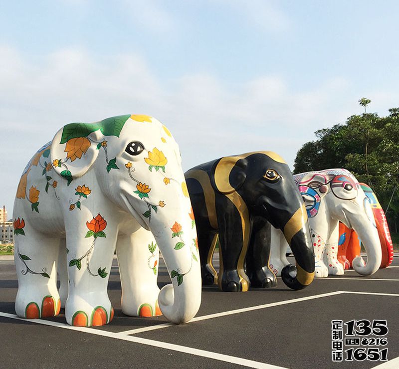 公園景區玻璃鋼彩繪戶外大型大象雕塑